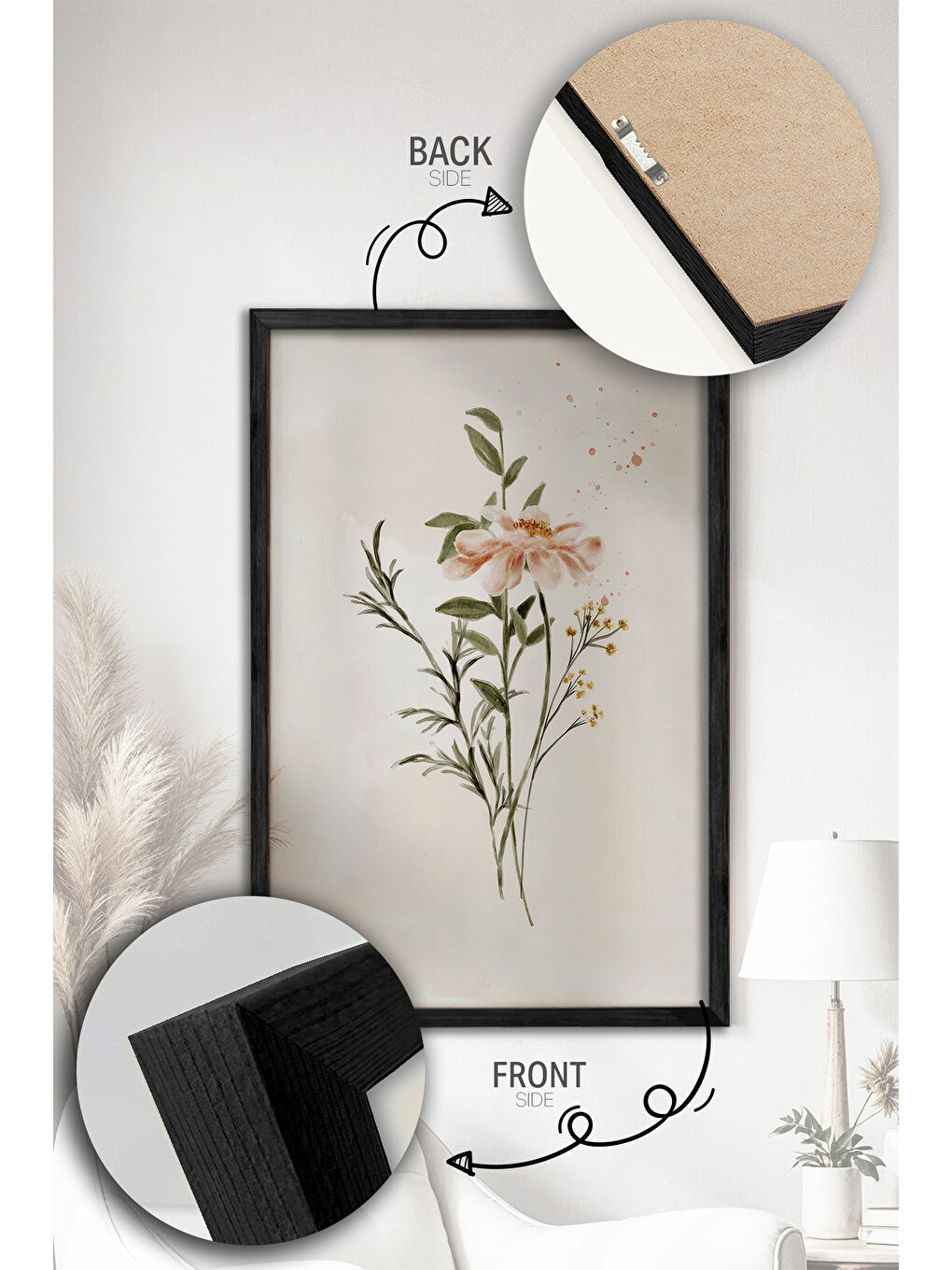 Beyaz 2 Parça Gerçek Siyah Renkli Çerçeveli Tablo Seti - Model 14 - ERSY2LIMODEL14-SIYAH-1