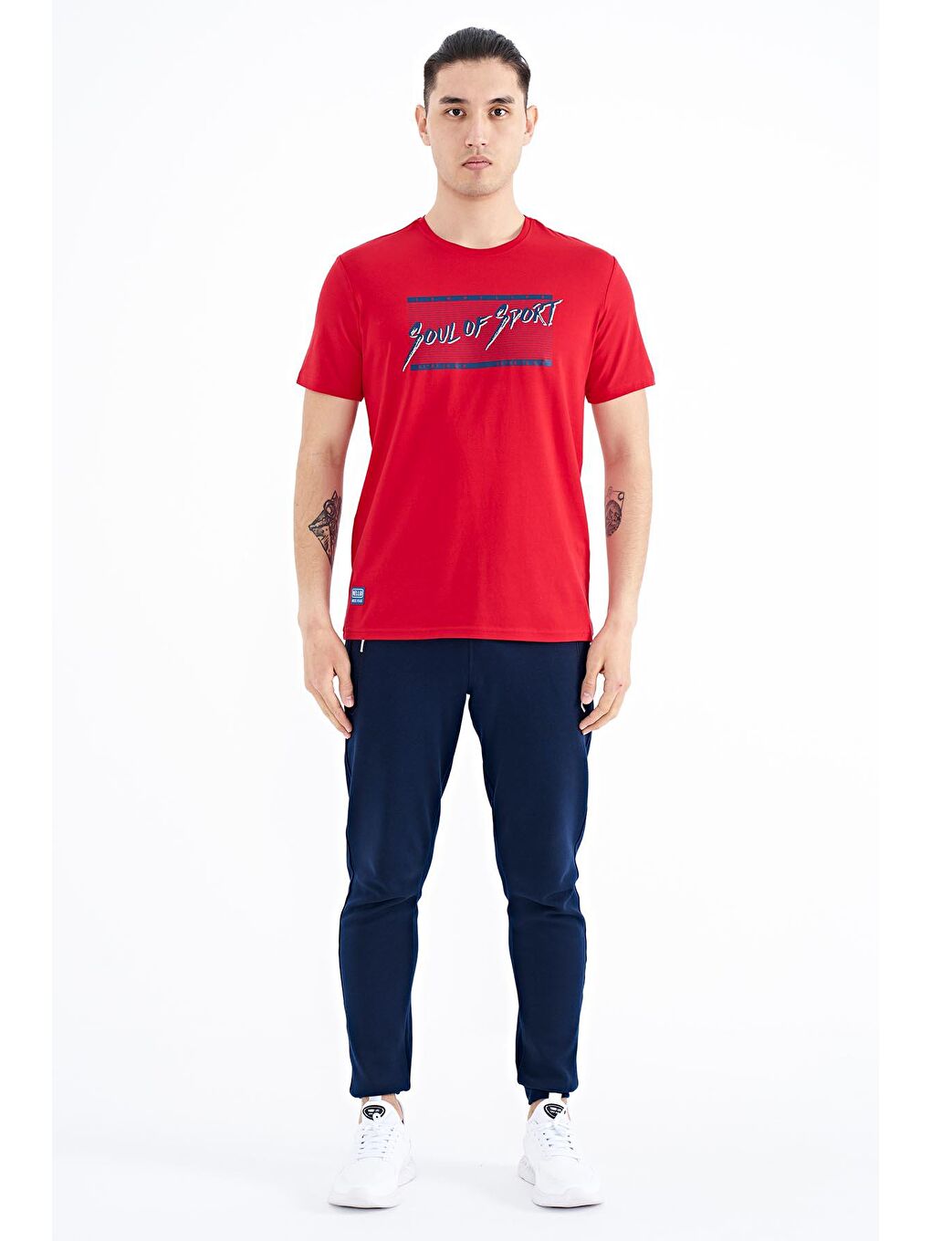 TOMMYLIFE Kırmızı Yazı Desen Baskılı Standart Kalıp O Yaka Erkek T-Shirt - 88172 - 3