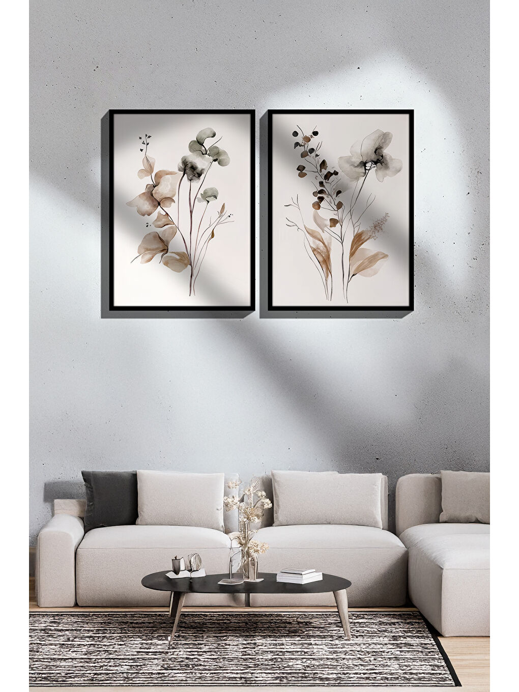 Beyaz 2 Parça Gerçek Siyah Renkli Çerçeveli Tablo Seti - Model 16 - ERSY2LIMODEL16-SIYAH
