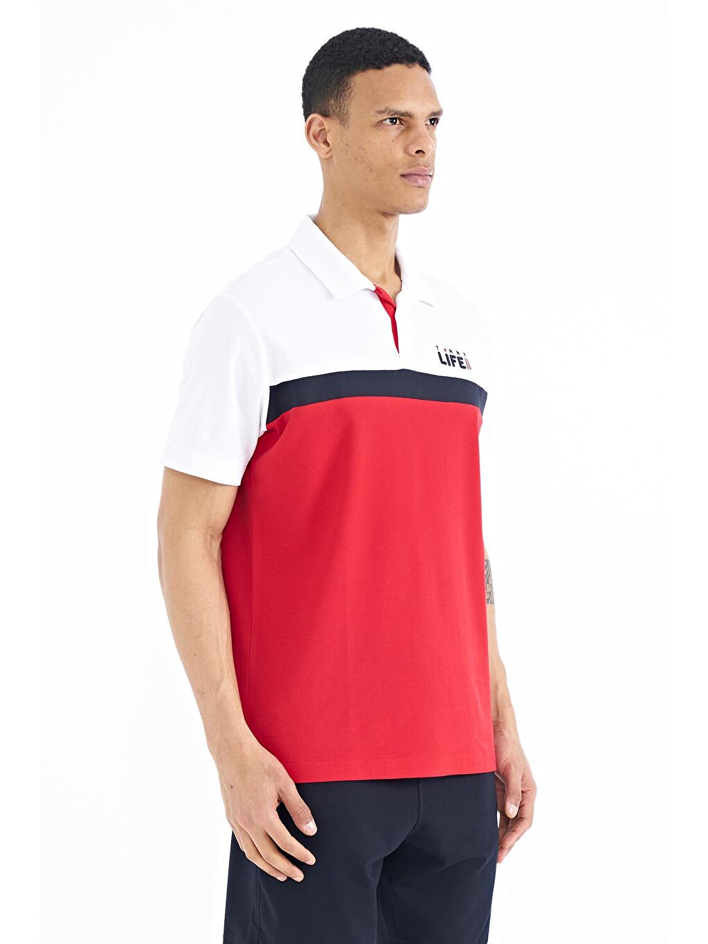 Kırmızı Renk Geçişli Polo Yaka Standart Kalıp Erkek Tişört - 88238-3