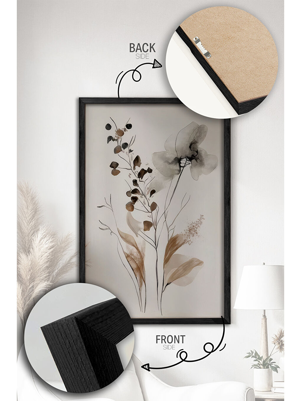 Beyaz 2 Parça Gerçek Siyah Renkli Çerçeveli Tablo Seti - Model 16 - ERSY2LIMODEL16-SIYAH-1