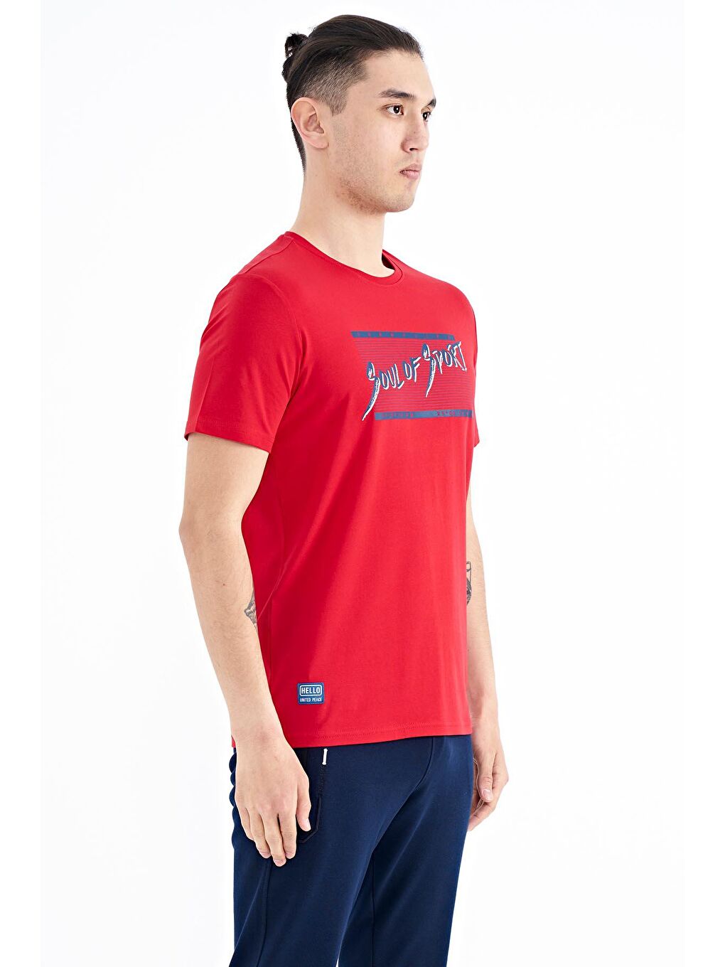 TOMMYLIFE Kırmızı Yazı Desen Baskılı Standart Kalıp O Yaka Erkek T-Shirt - 88172 - 4