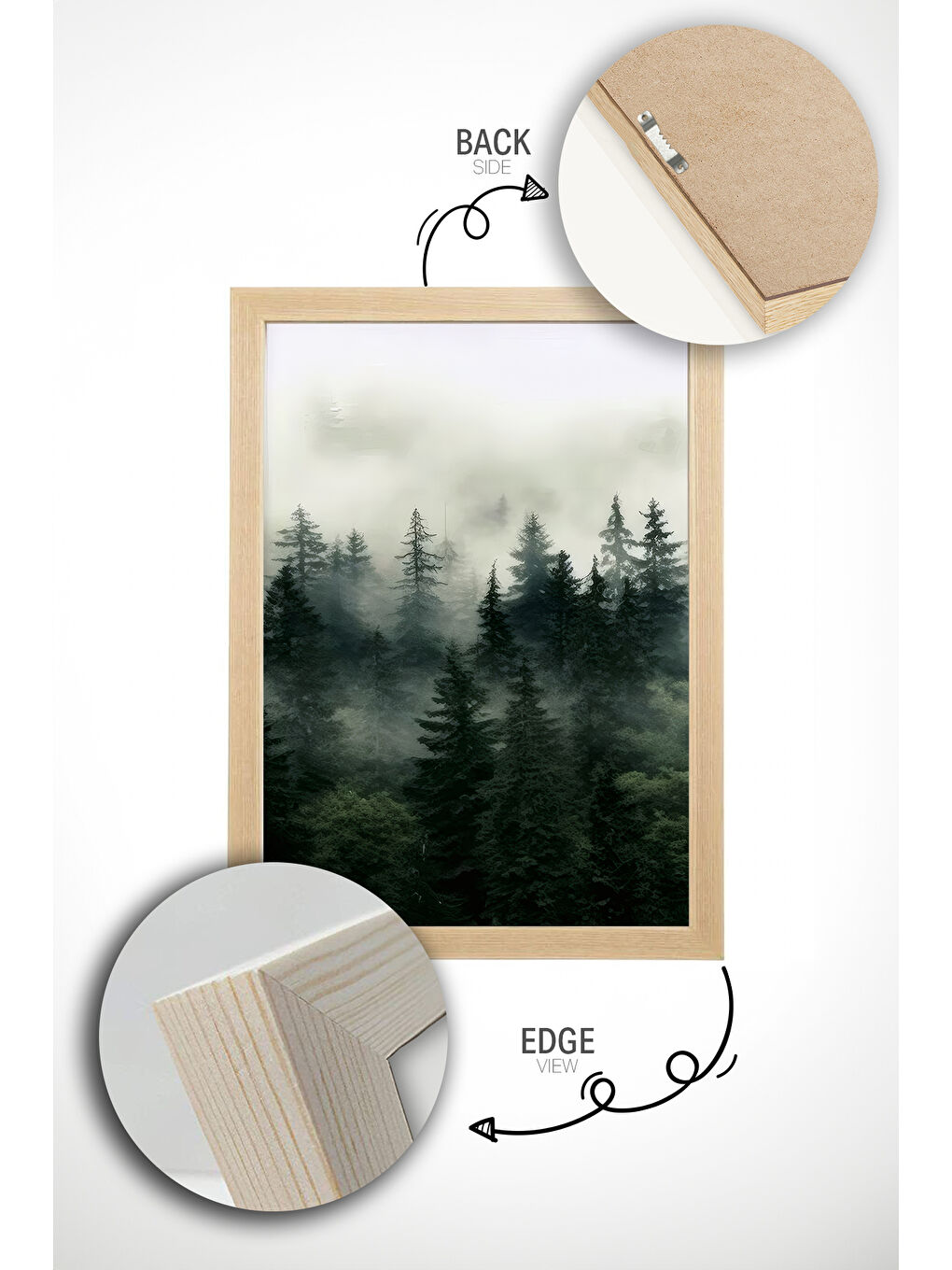 Beyaz 2 Parça Gerçek Ahşap Renkli Çerçeveli Tablo Seti - Model 19 - ERSY2LIMODEL19-AHSAP-1