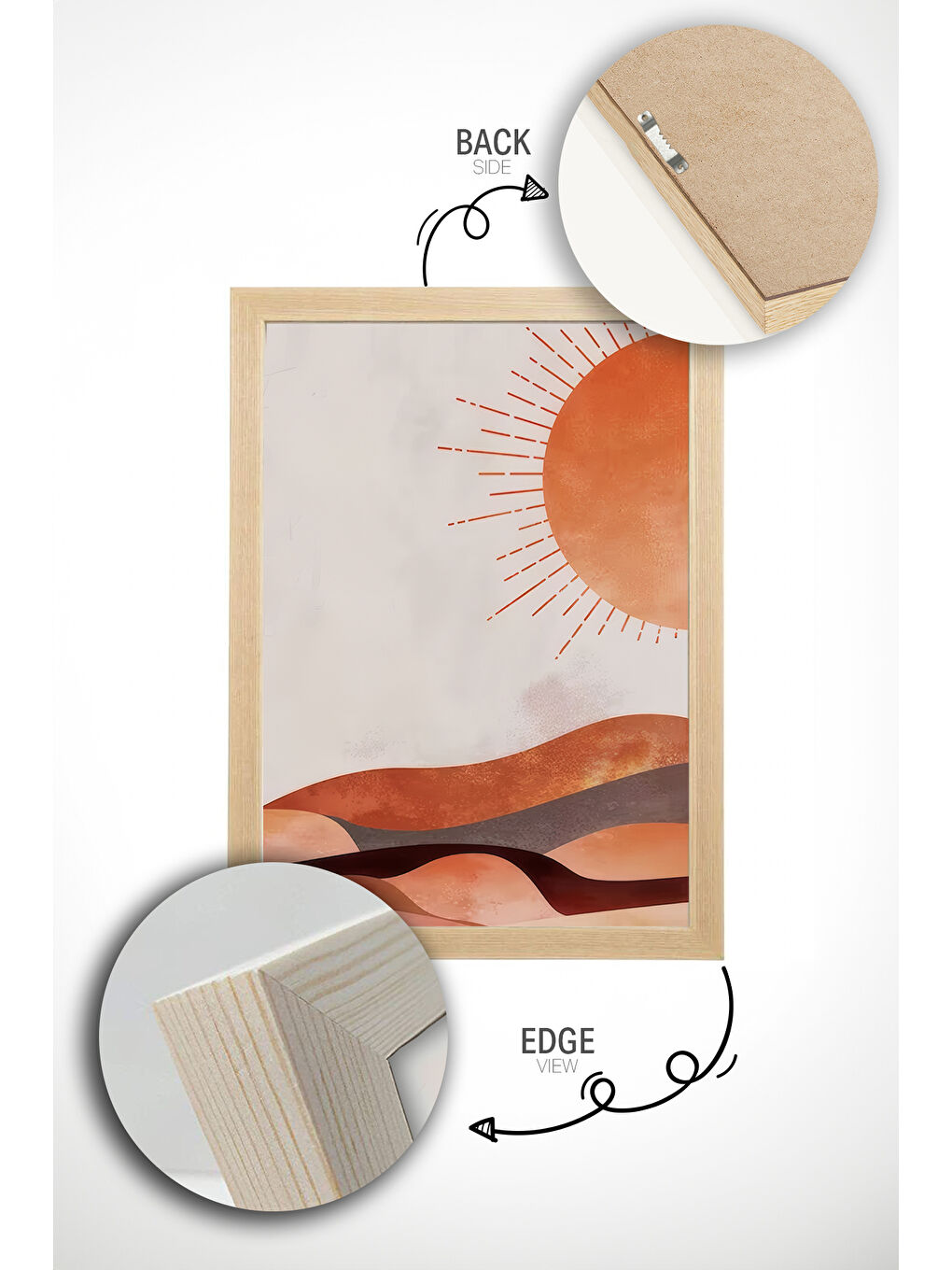 Beyaz 2 Parça Gerçek Ahşap Renkli Çerçeveli Tablo Seti - Model 22 - ERSY2LIMODEL22-AHSAP-1