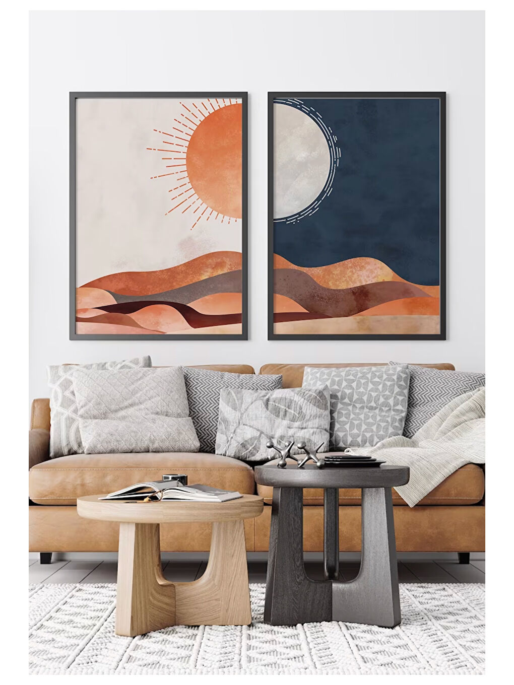 Beyaz 2 Parça Gerçek Siyah Renkli Çerçeveli Tablo Seti - Model 22 - ERSY2LIMODEL22-SIYAH