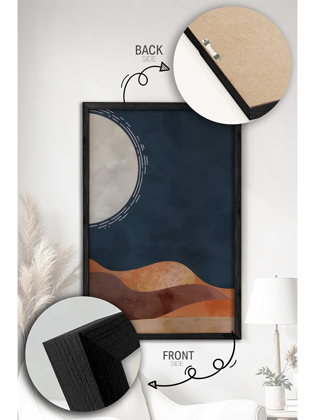 Beyaz 2 Parça Gerçek Siyah Renkli Çerçeveli Tablo Seti - Model 22 - ERSY2LIMODEL22-SIYAH-1