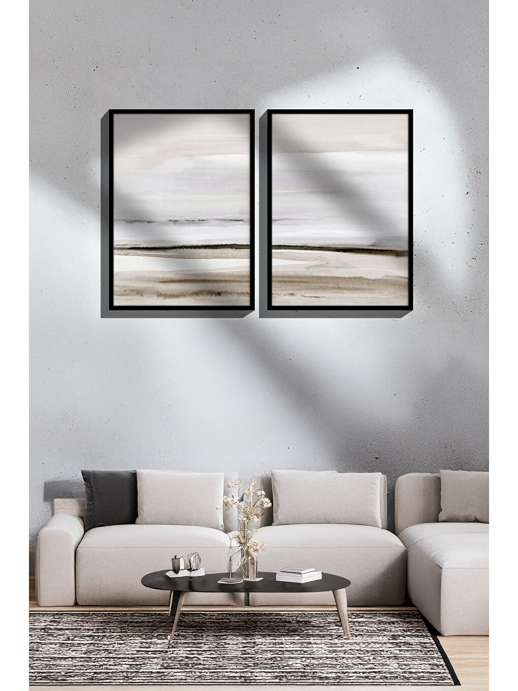Beyaz 2 Parça Gerçek Siyah Renkli Çerçeveli Tablo Seti - Model 23 - ERSY2LIMODEL23-SIYAH