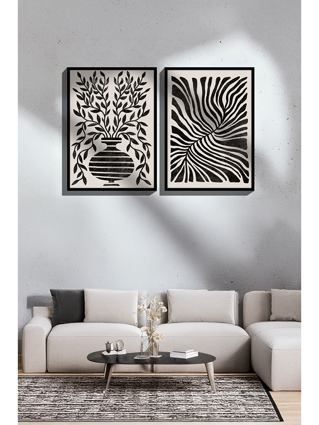 Beyaz 2 Parça Gerçek Siyah Renkli Çerçeveli Tablo Seti - Model 26 - ERSY2LIMODEL26-SIYAH