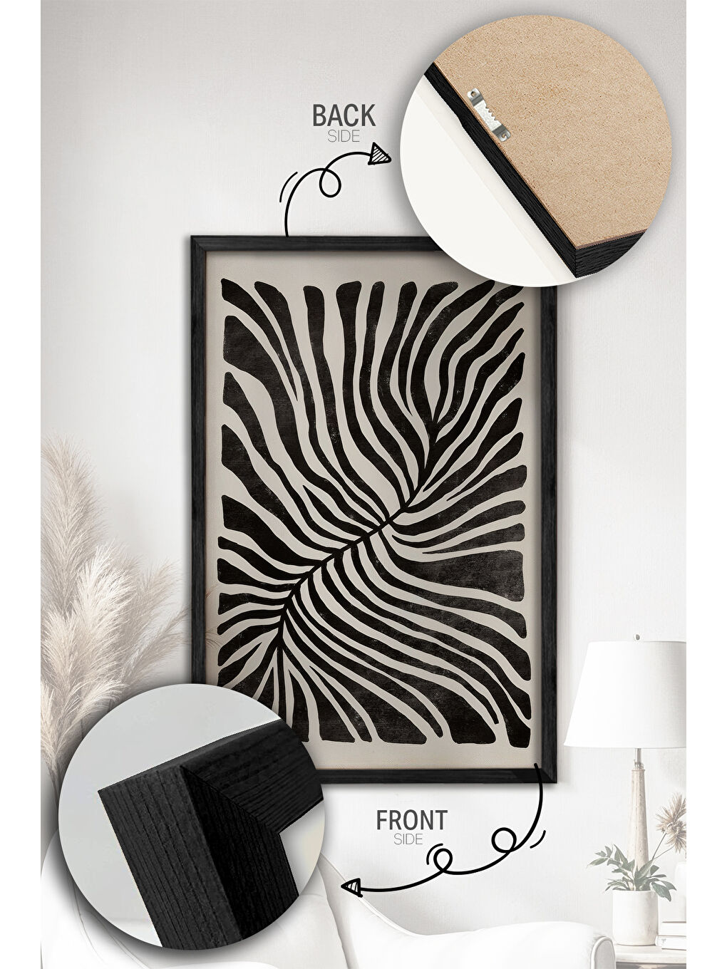 Beyaz 2 Parça Gerçek Siyah Renkli Çerçeveli Tablo Seti - Model 26 - ERSY2LIMODEL26-SIYAH-1