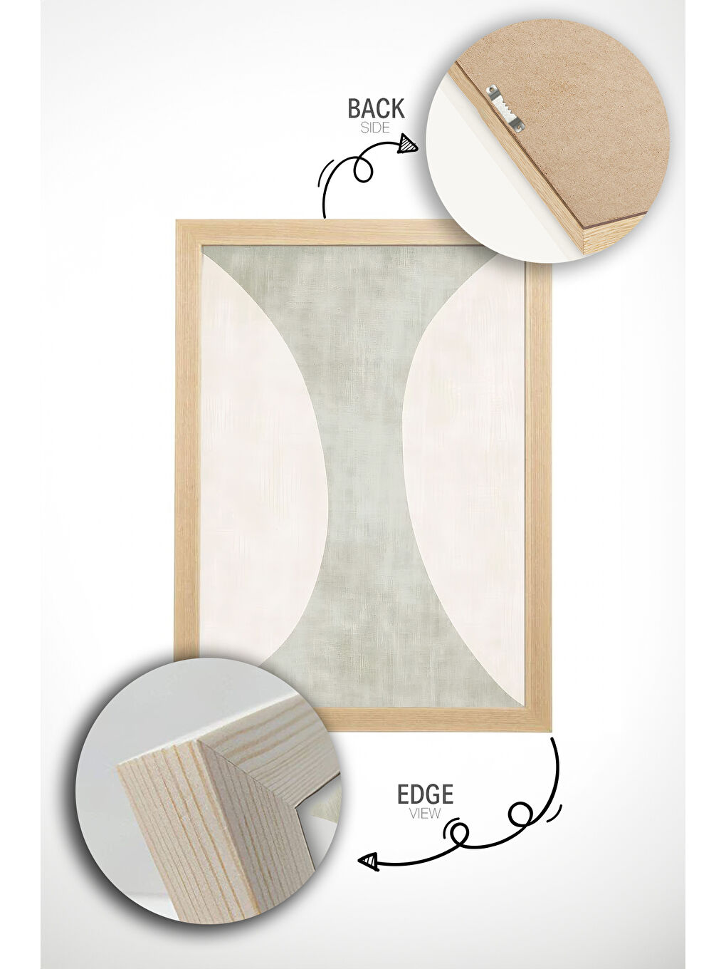 Beyaz 2 Parça Gerçek Ahşap Renkli Çerçeveli Tablo Seti - Model 29 - ERSY2LIMODEL29-AHSAP-1