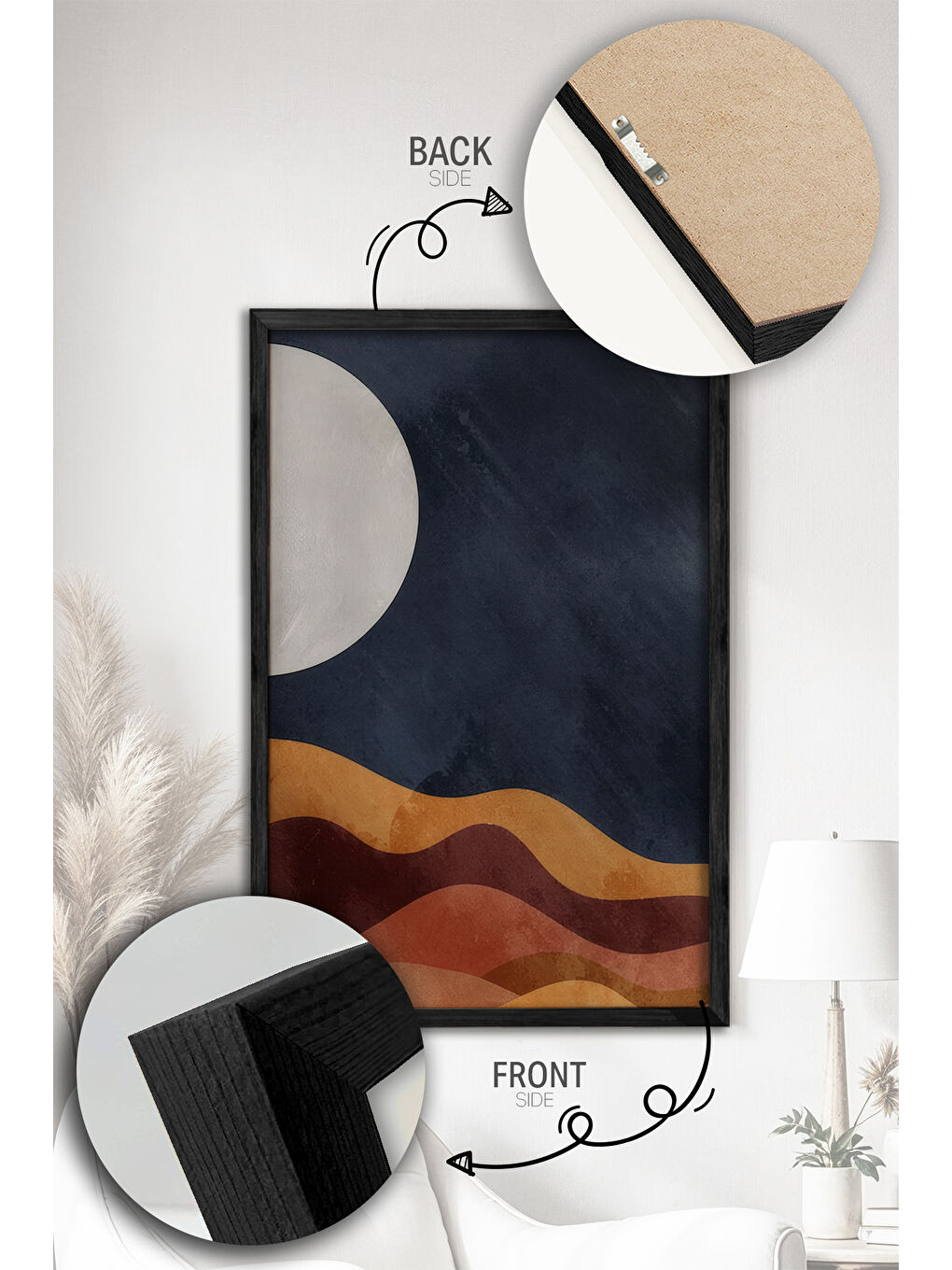 Beyaz 2 Parça Gerçek Siyah Renkli Çerçeveli Tablo Seti - Model 31 - ERSY2LIMODEL31-SIYAH-1