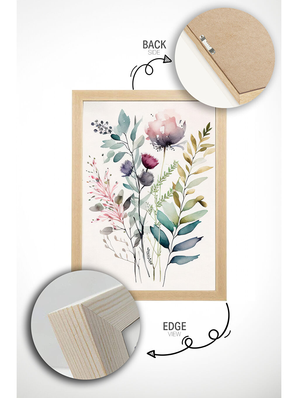 Beyaz 2 Parça Gerçek Ahşap Renkli Çerçeveli Tablo Seti - Model 37 - ERSY2LIMODEL37-AHSAP-1