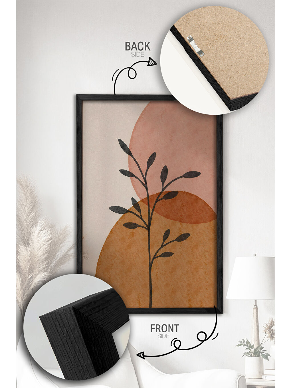 Beyaz 2 Parça Gerçek Siyah Renkli Çerçeveli Tablo Seti - Model 38 - ERSY2LIMODEL38-SIYAH-1