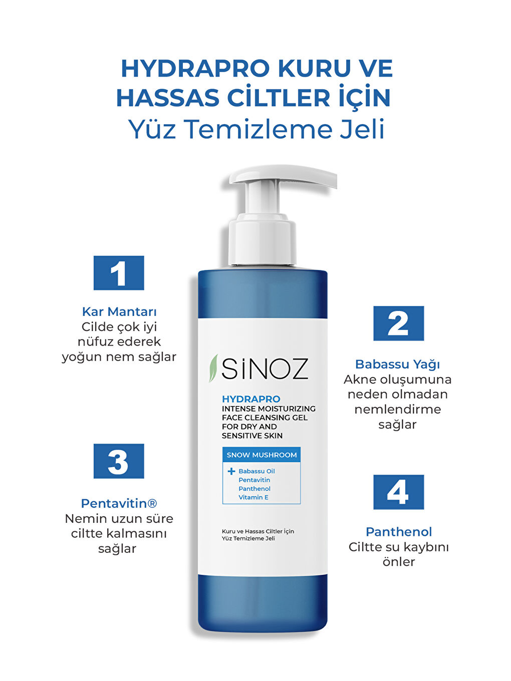 Sinoz Şeffaf Hydrapro Kuru ve Hassas Ciltler İçin Yüz Temizleme Jeli 400 Ml - 1