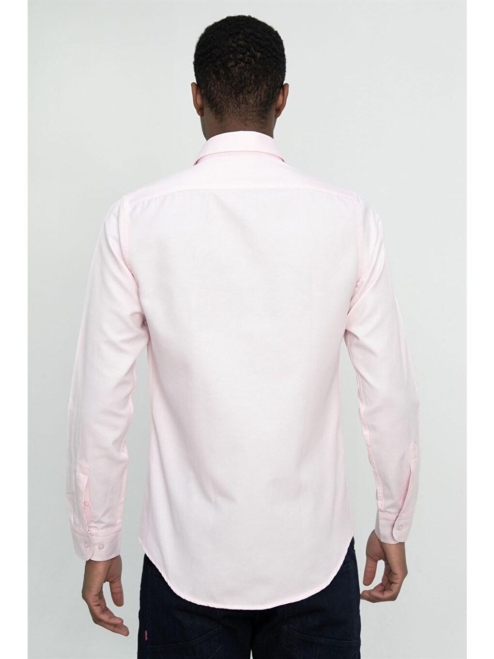 Pembe Slim Fit Pamuklu Kolay Ütü Düz Erkek Gömlek-3