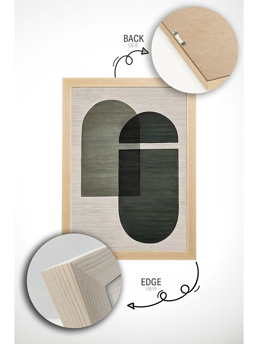 Beyaz 2 Parça Gerçek Ahşap Renkli Çerçeveli Tablo Seti - Model 41 - ERSY2LIMODEL41-AHSAP-1