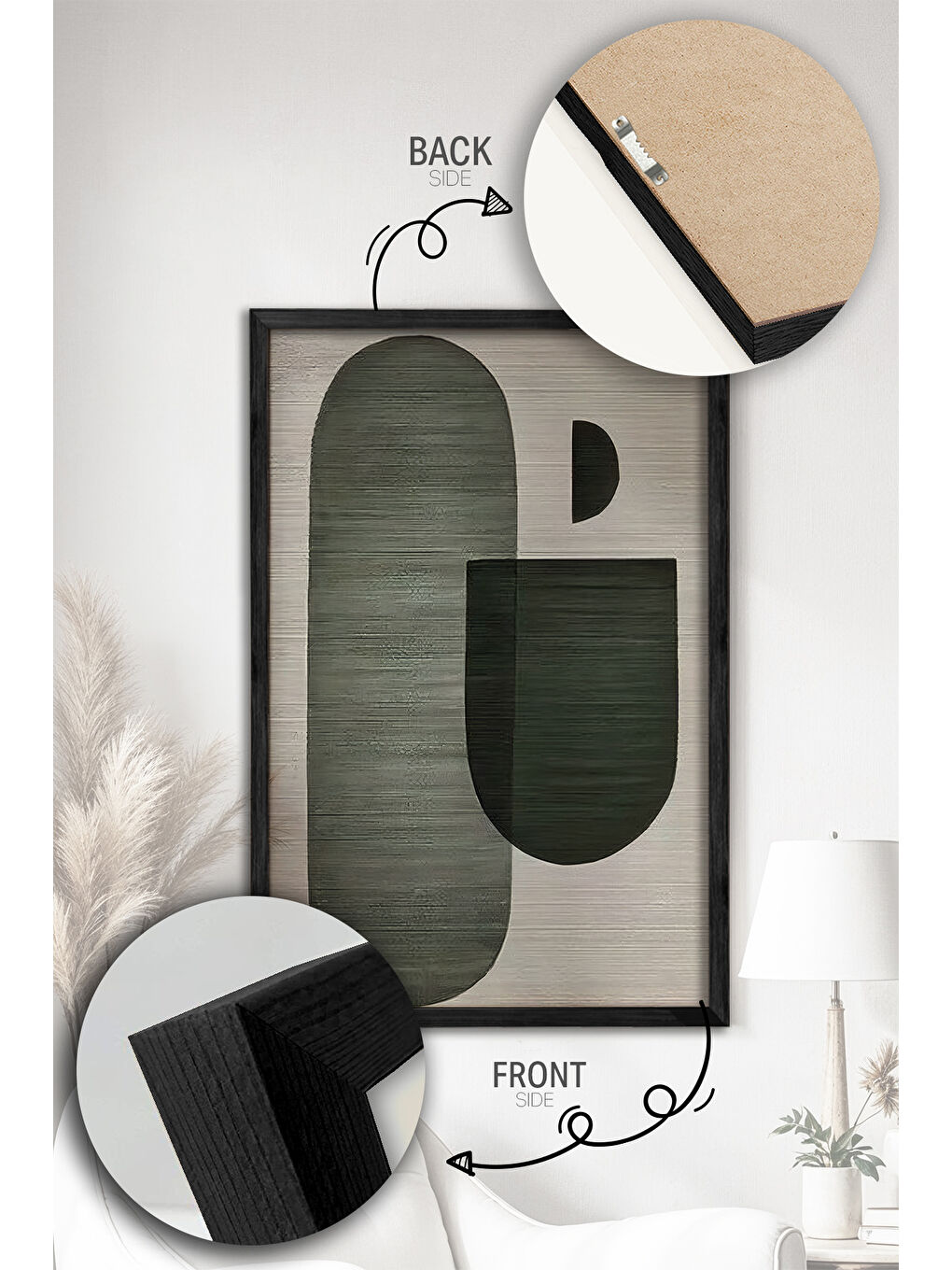 Beyaz 2 Parça Gerçek Siyah Renkli Çerçeveli Tablo Seti - Model 41 - ERSY2LIMODEL41-SIYAH-1