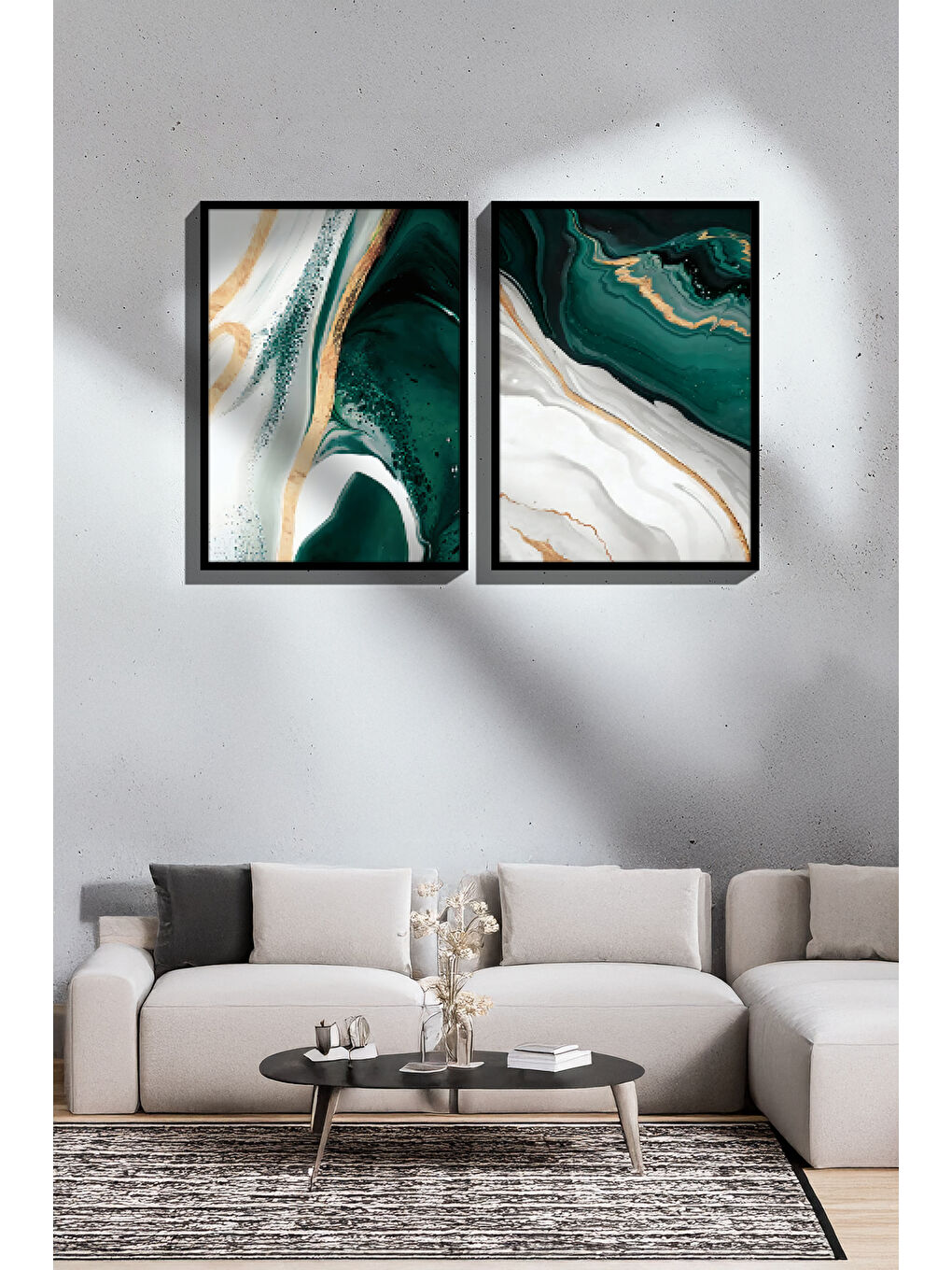 Beyaz 2 Parça Gerçek Siyah Renkli Çerçeveli Tablo Seti - Model 4 - ERSY2LIMODEL4-SIYAH