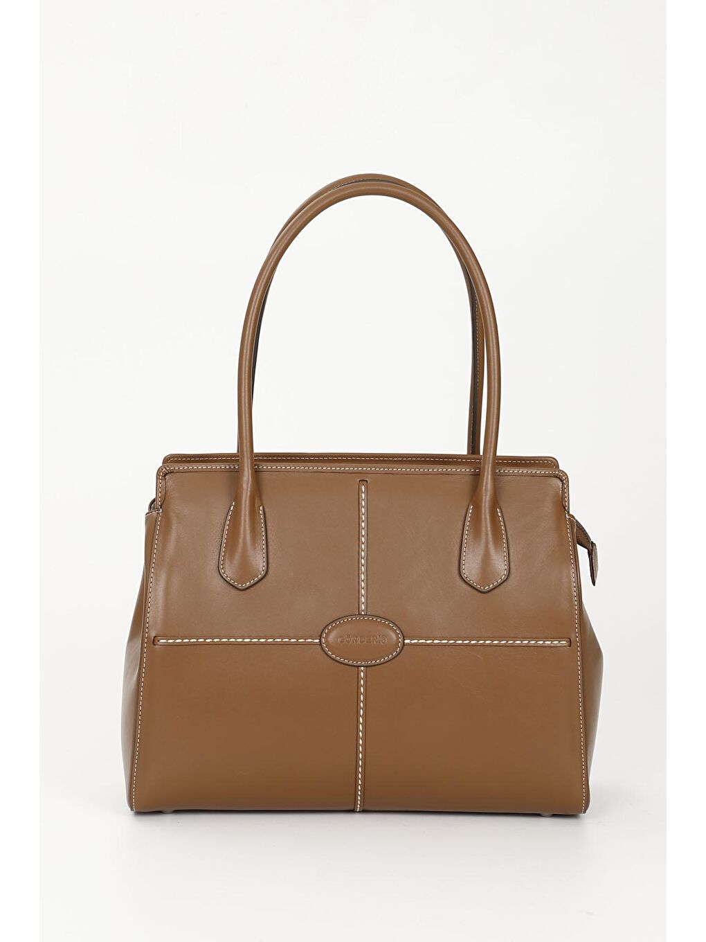 Kahverengi TABA-KAHVERENGİ  Platinum Hakiki Deri Büyük Boy Kadın Omuz Ve El Çantası B3495