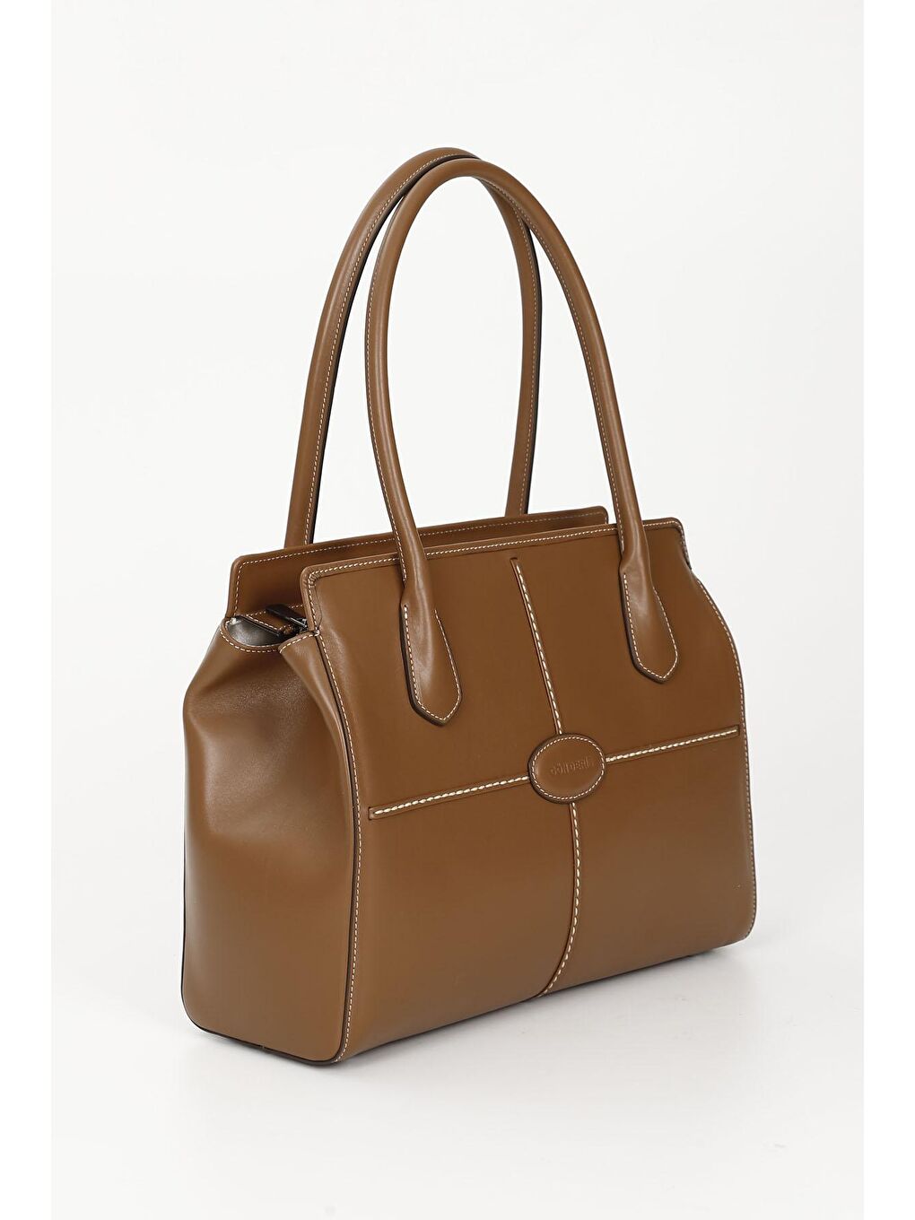 Kahverengi TABA-KAHVERENGİ  Platinum Hakiki Deri Büyük Boy Kadın Omuz Ve El Çantası B3495-1