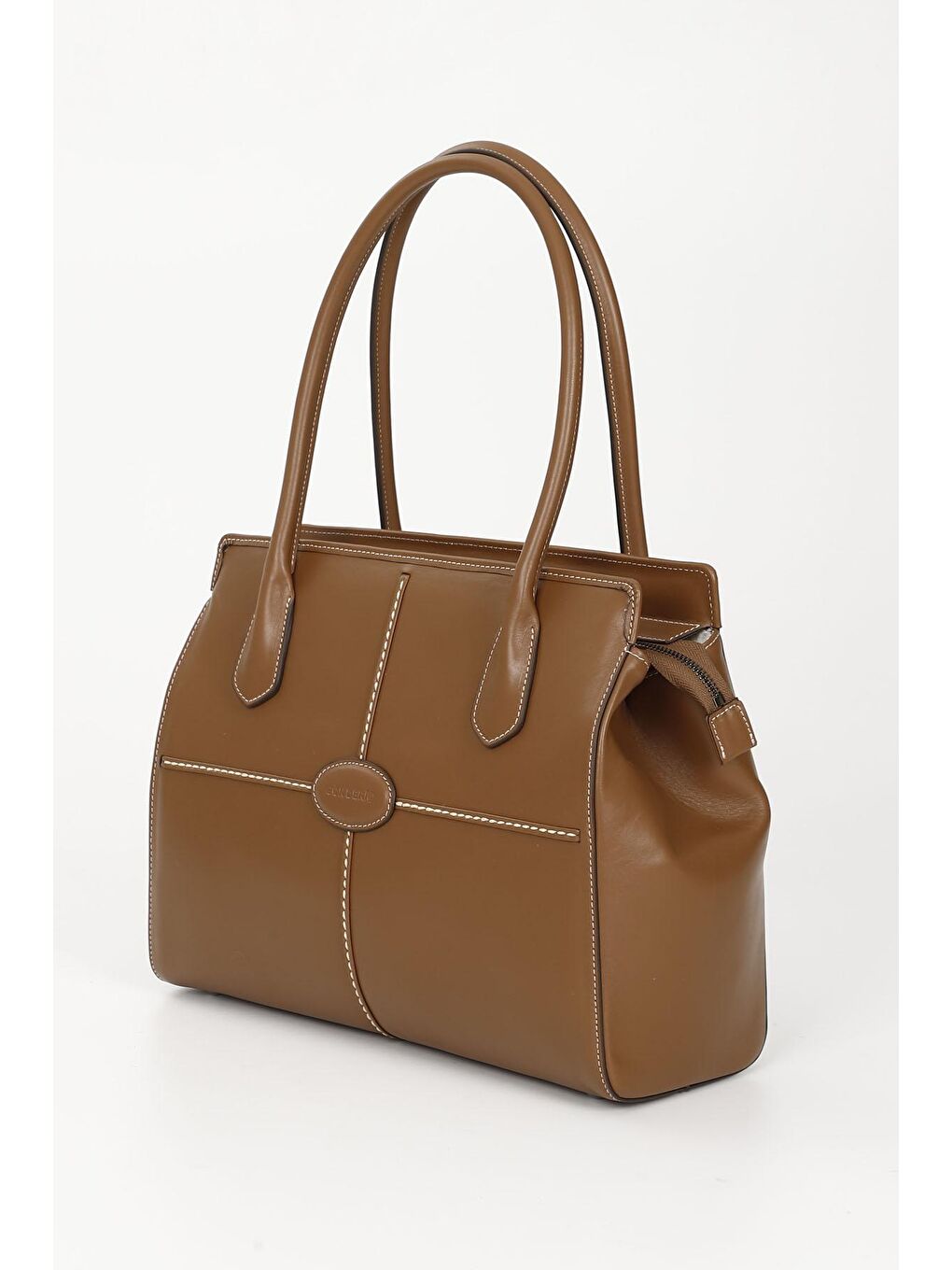 Kahverengi TABA-KAHVERENGİ  Platinum Hakiki Deri Büyük Boy Kadın Omuz Ve El Çantası B3495-2