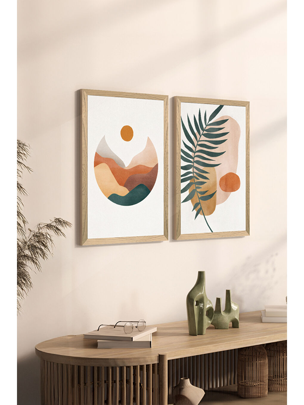 Beyaz 2 Parça Ahşap Çerçeve Görünümlü Mdf Tablo Seti 20x30 Cm - Model 11 - ERSY2MDFMODEL11-3348-1