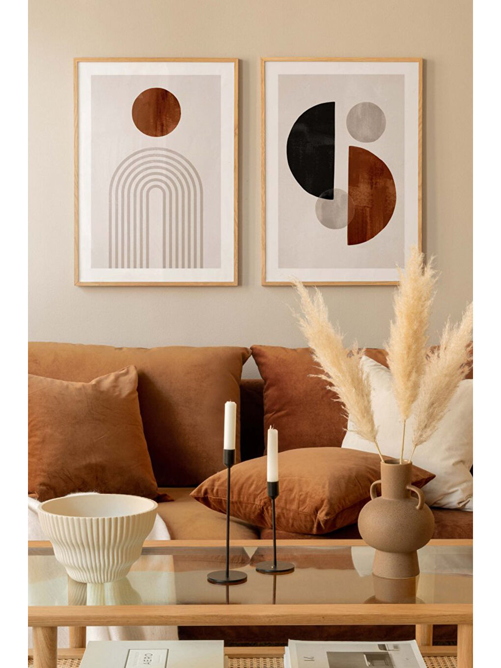 Beyaz 2 Parça Ahşap Çerçeve Görünümlü Mdf Tablo Seti 20x30 Cm - Model 14 - ERSY2MDFMODEL14-3348