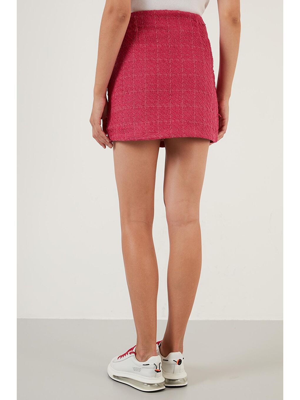 Fuşya Yüksek Bel Fermuarlı Dar Kesim Mini Tüvit Etek 42190521-3