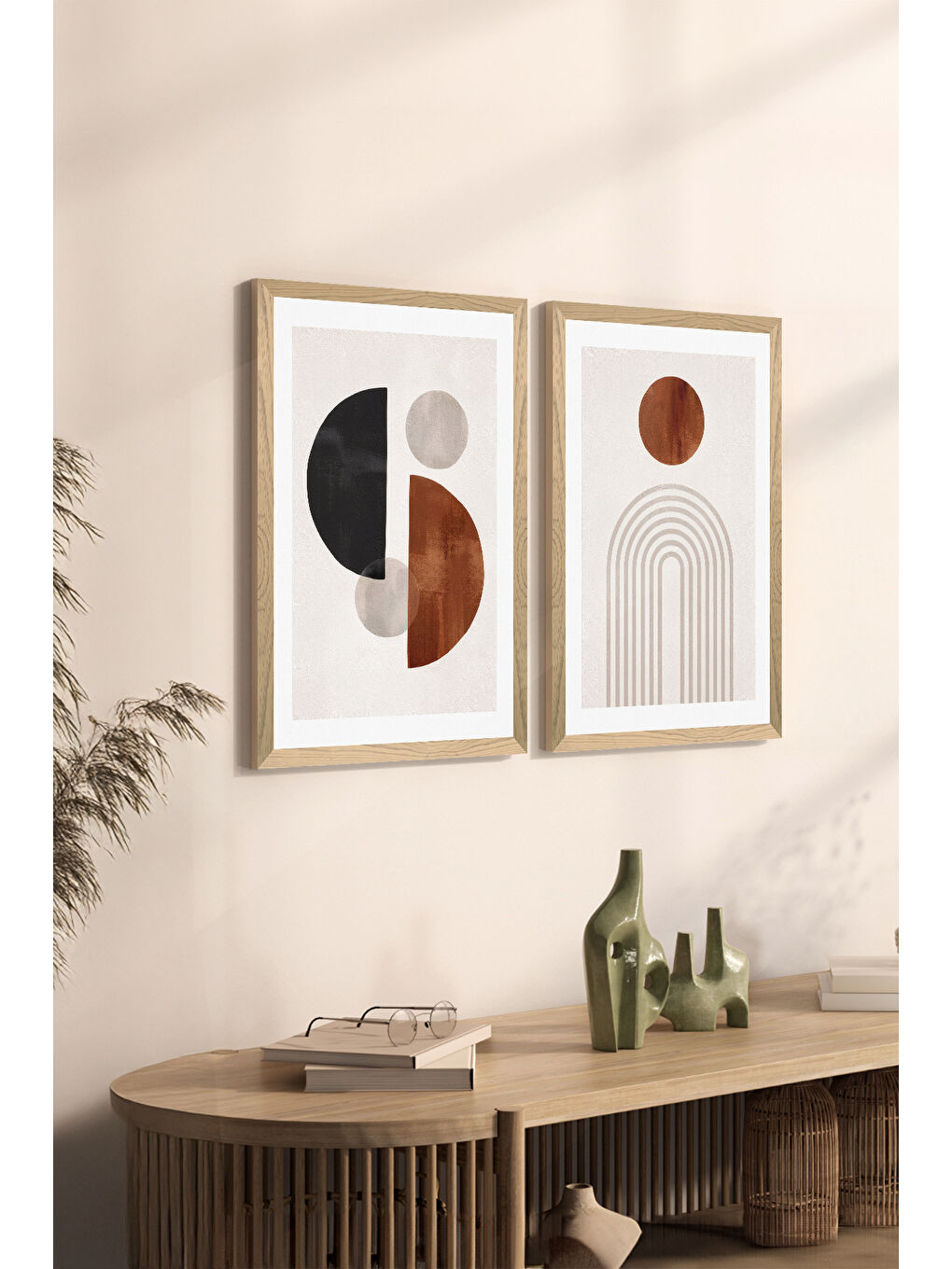 Beyaz 2 Parça Ahşap Çerçeve Görünümlü Mdf Tablo Seti 20x30 Cm - Model 14 - ERSY2MDFMODEL14-3348-1