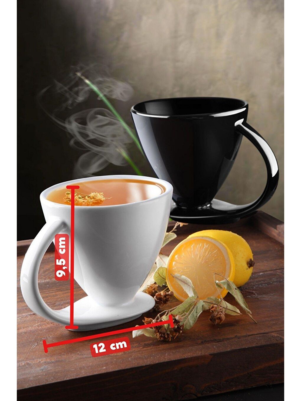 Karışık 2'Li Set Özel Tasarım Kendinden Altlıklı Kahve, Bitki Çayı vb. Kupa Fincan Takımı SYH-BYZ-1