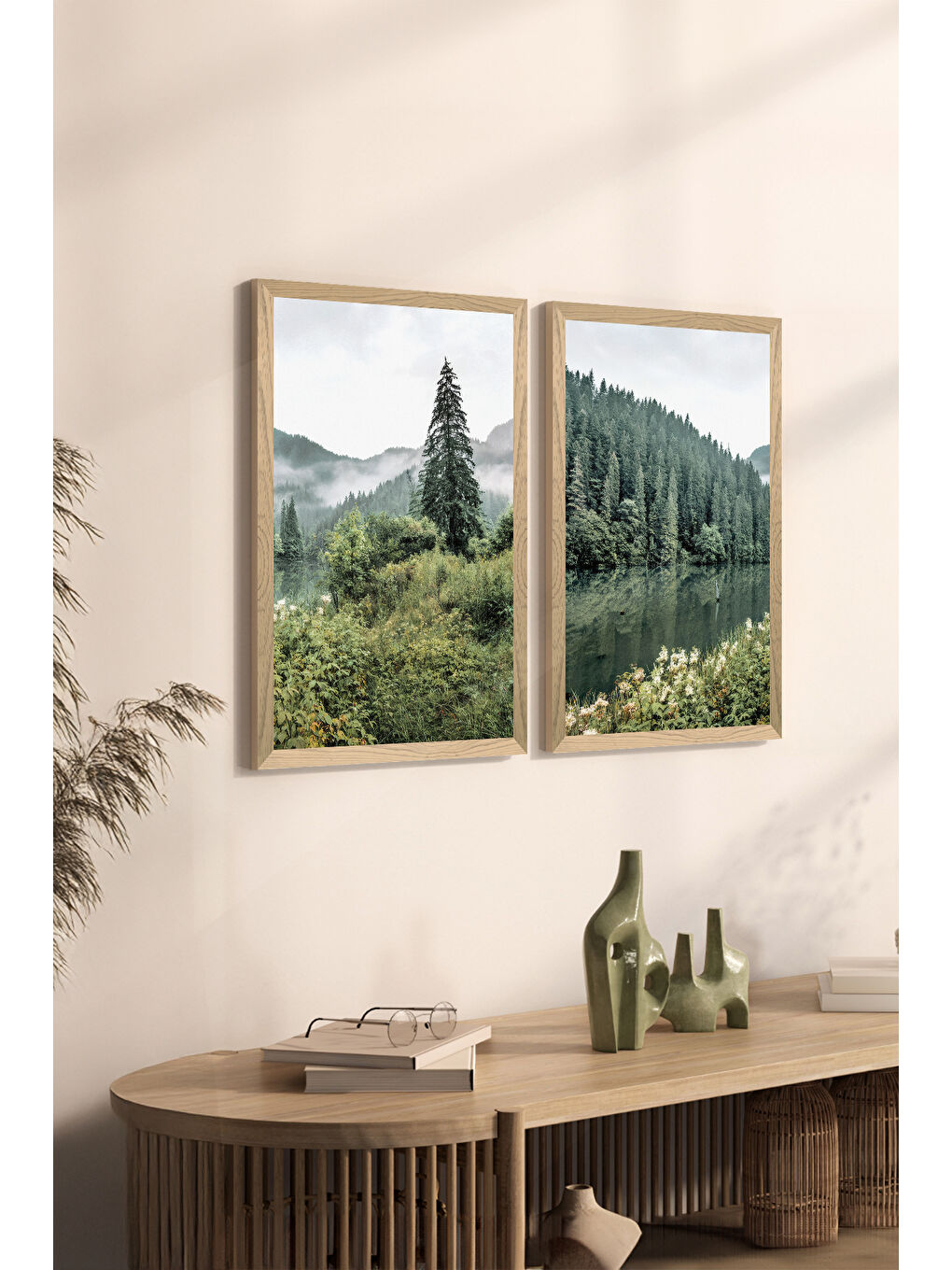 Beyaz 2 Parça Ahşap Çerçeve Görünümlü Mdf Tablo Seti 20x30 Cm - Model 19 - ERSY2MDFMODEL19-3348-1