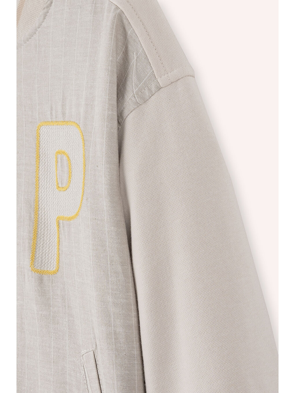 Erkek Çocuk Çıtçıtlı Düğmeli Harf Baskılı Bej Ceket-2