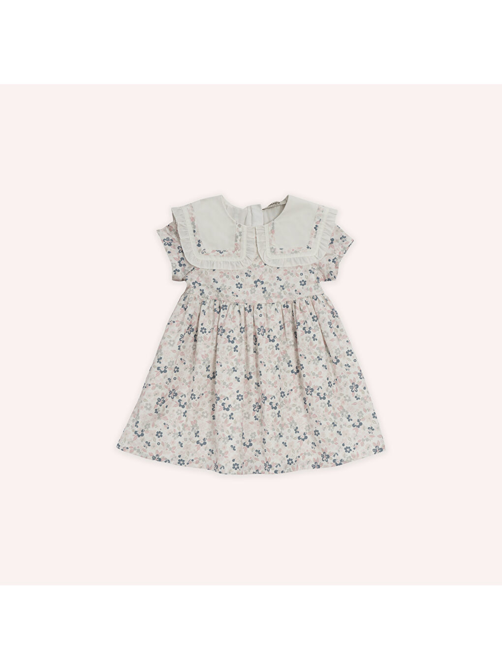 Kız Bebek Çiçek Desenli Beyaz Elbise-3
