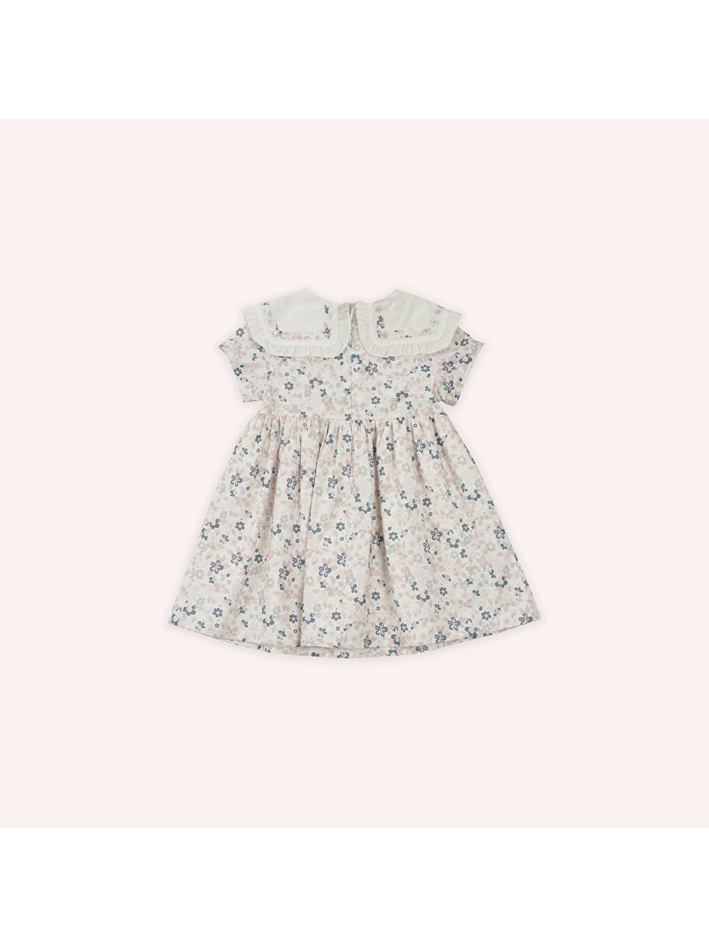 Kız Bebek Çiçek Desenli Beyaz Elbise-4