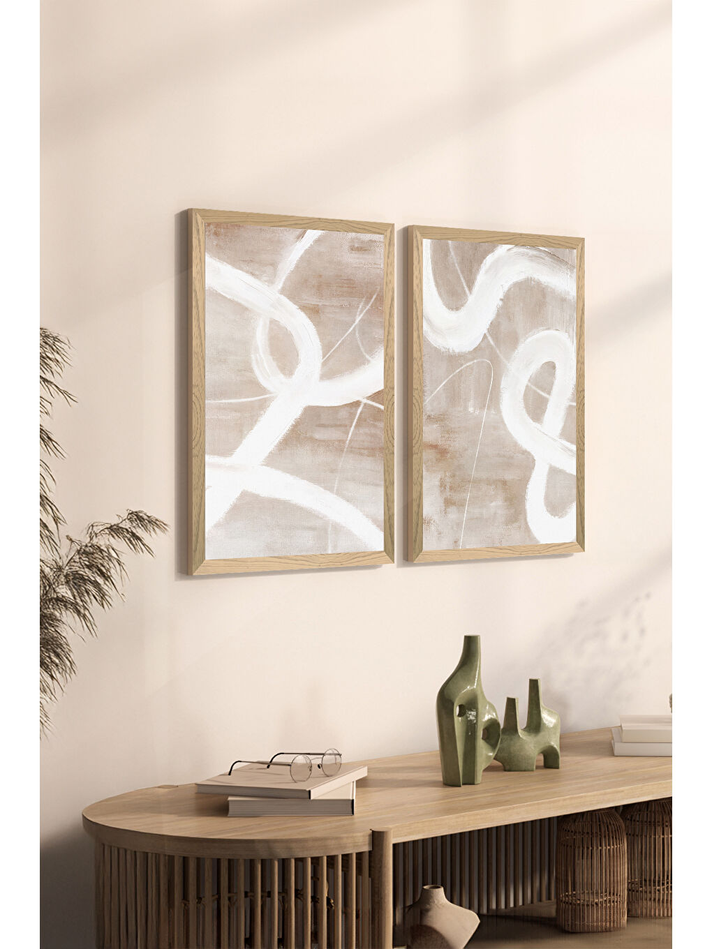 Beyaz 2 Parça Ahşap Çerçeve Görünümlü Mdf Tablo Seti 20x30 Cm - Model 24 - ERSY2MDFMODEL24-3348-1