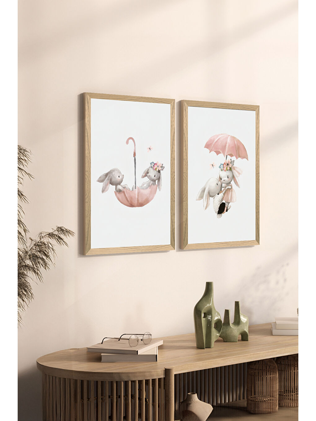 Beyaz 2 Parça Ahşap Çerçeve Görünümlü Mdf Tablo Seti 20x30 Cm - Model 25 - ERSY2MDFMODEL25-2030-1