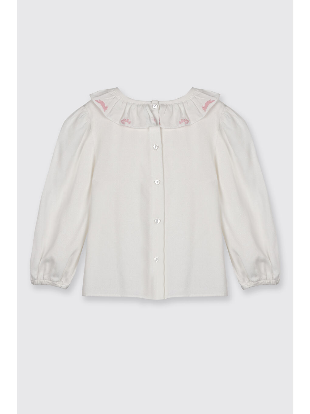 Kız Bebek Yakası Nakış Detaylı Ekru Bluz-1