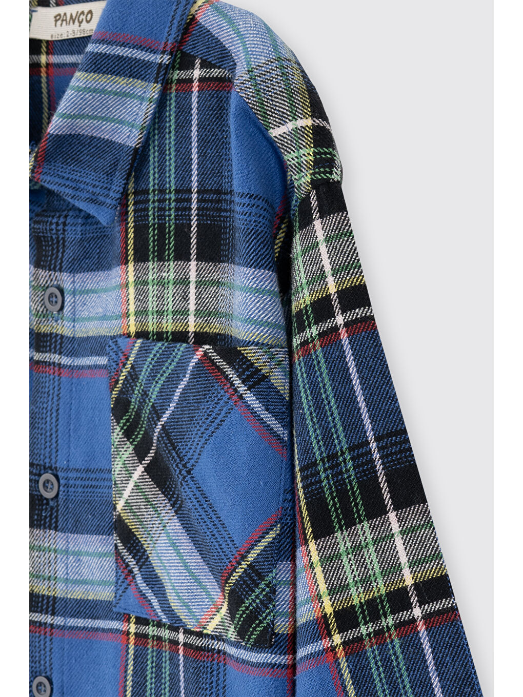 Mavi Erkek Bebek Cep Detaylı Ekose Lacivert Gömlek-2