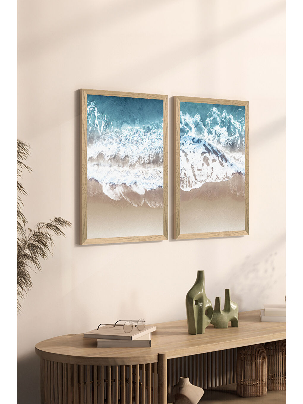 Beyaz 2 Parça Ahşap Çerçeve Görünümlü Mdf Tablo Seti 20x30 Cm - Model 7 - ERSY2MDFMODEL7-3348-1