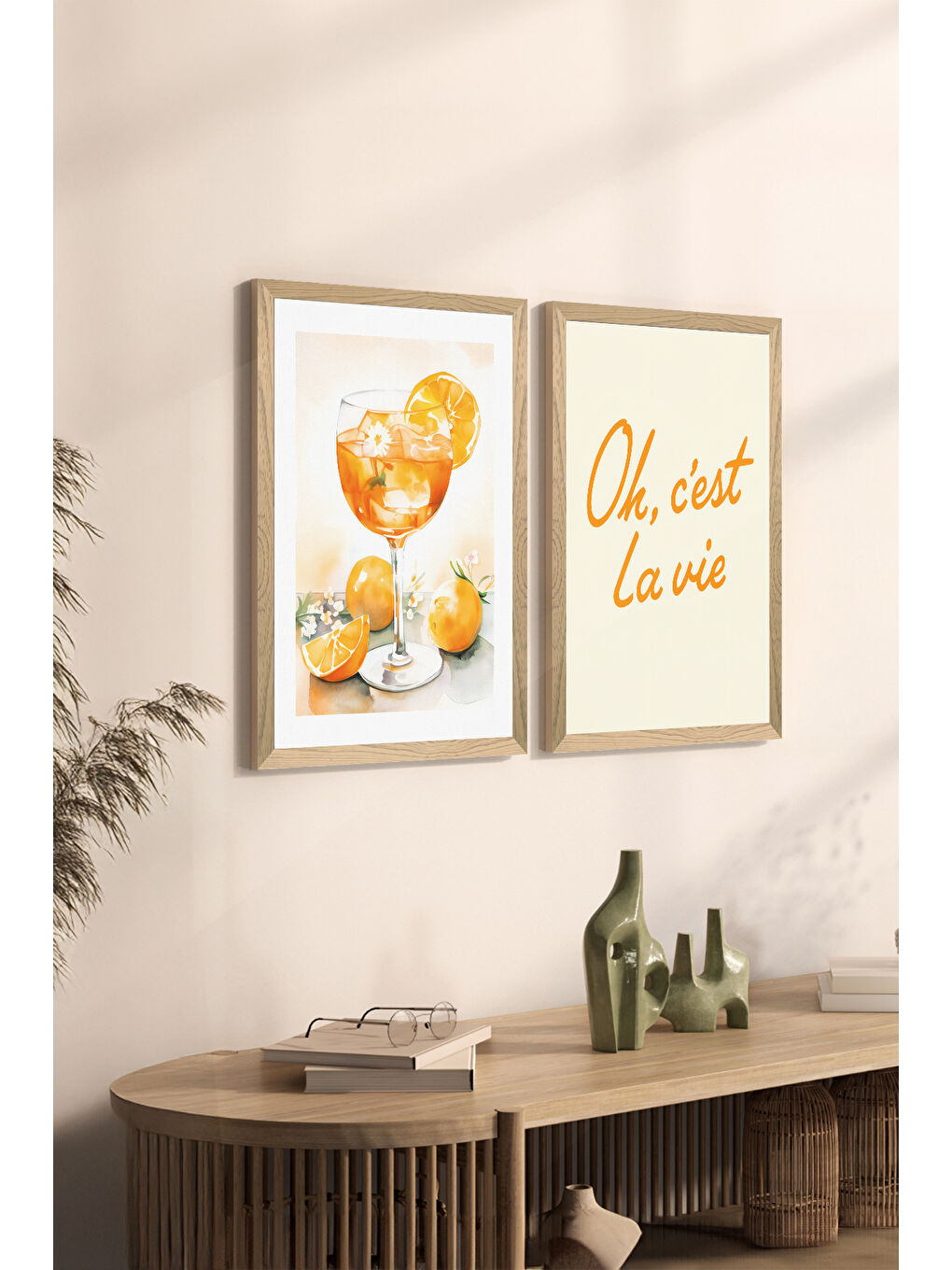 Beyaz 2 Parça Ahşap Çerçeve Görünümlü Mdf Tablo Seti 33x48 Cm - Model 8 - ERSY2MDFMODEL8-3348-1