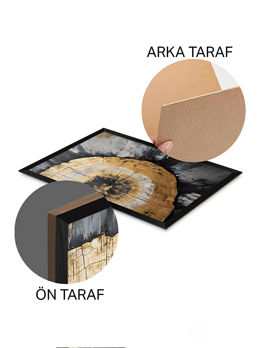 Beyaz 3 Parça Siyah Çerçeve Görünümlü MDF Poster Tablo Seti - Set 10 - ERSY3DSYHSET10-2030-1