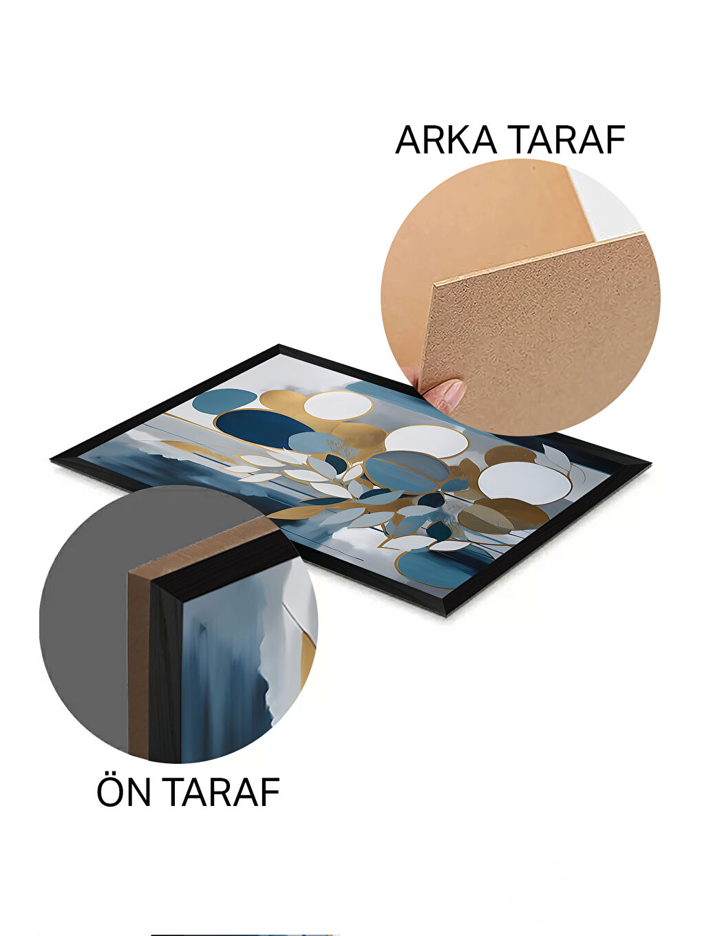 Beyaz 3 Parça Siyah Çerçeve Görünümlü MDF Poster Tablo Seti - Set 13 - ERSY3DSYHSET13-1520-1