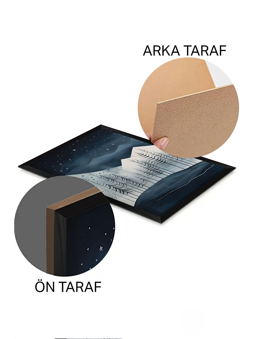 Beyaz 3 Parça Siyah Çerçeve Görünümlü MDF Poster Tablo Seti - Set 14 - ERSY3DSYHSET14-2030-1