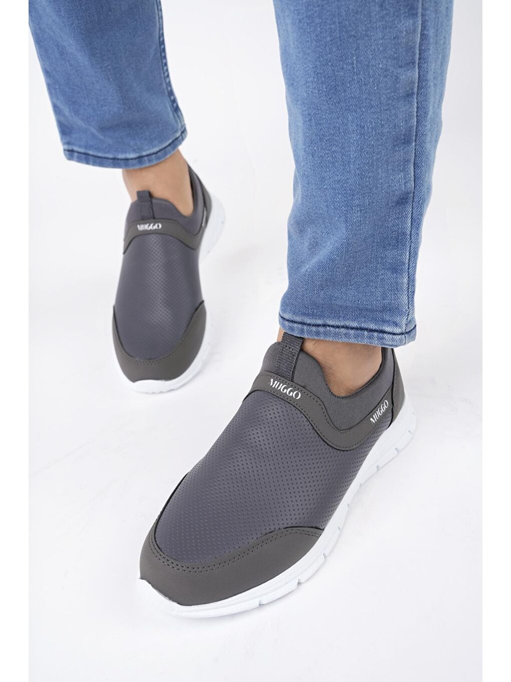 Gri Muggo Hulk Unisex Ortopedik Bağcıksız Hafif Yürüyüş Sneaker Spor Ayakkabı-1