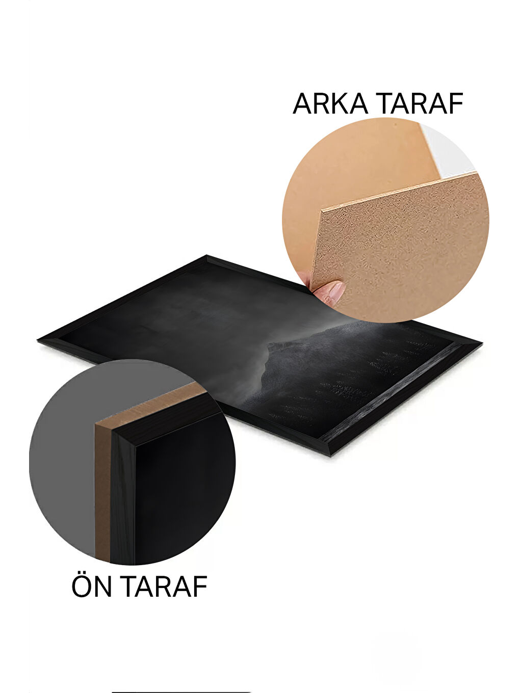 Beyaz 3 Parça Siyah Çerçeve Görünümlü MDF Poster Tablo Seti - Set 17 - ERSY3DSYHSET17-3348-1