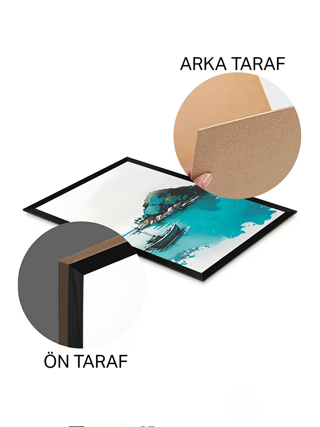 Beyaz 3 Parça Siyah Çerçeve Görünümlü MDF Poster Tablo Seti - Set 18 - ERSY3DSYHSET18-1520-1