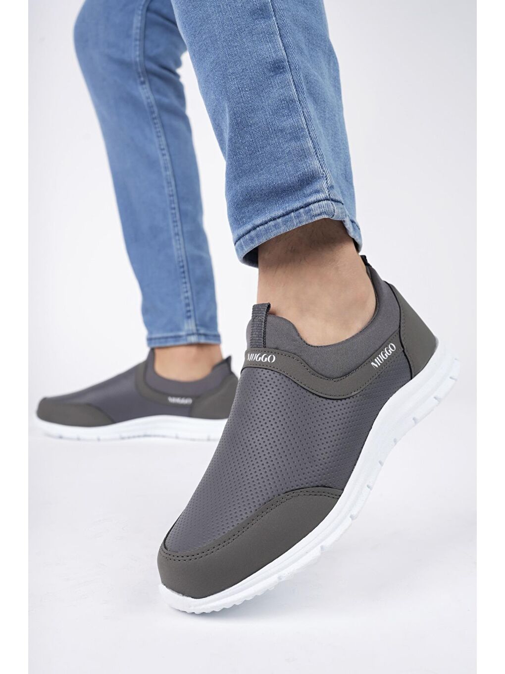 Gri Muggo Hulk Unisex Ortopedik Bağcıksız Hafif Yürüyüş Sneaker Spor Ayakkabı-3