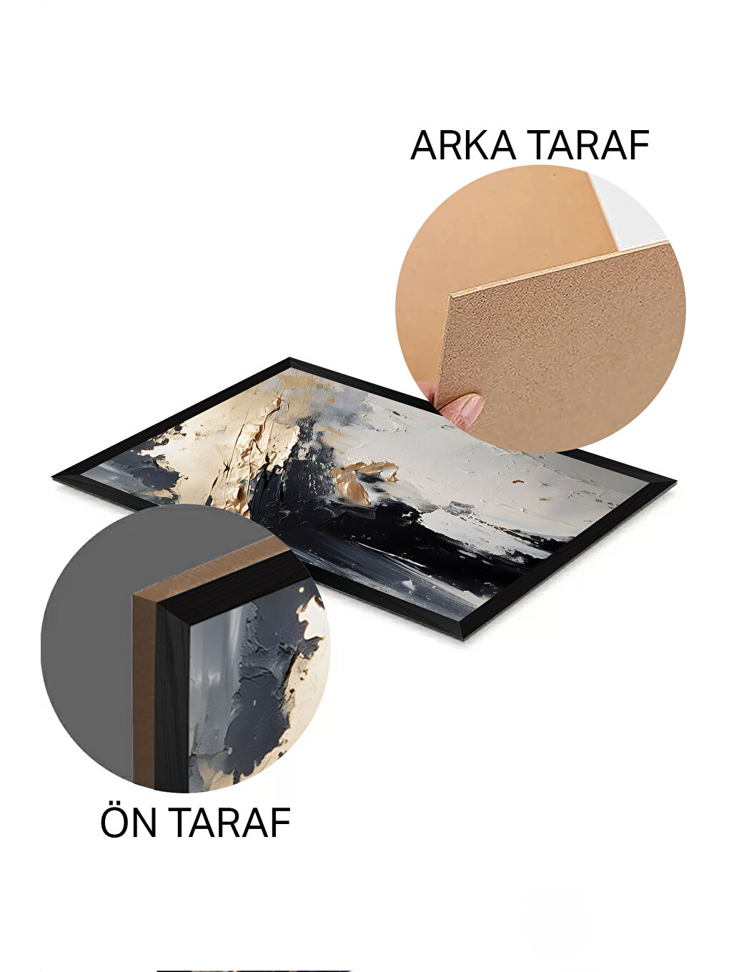 Beyaz 3 Parça Siyah Çerçeve Görünümlü MDF Poster Tablo Seti - Set 20 - ERSY3DSYHSET20-2030-1