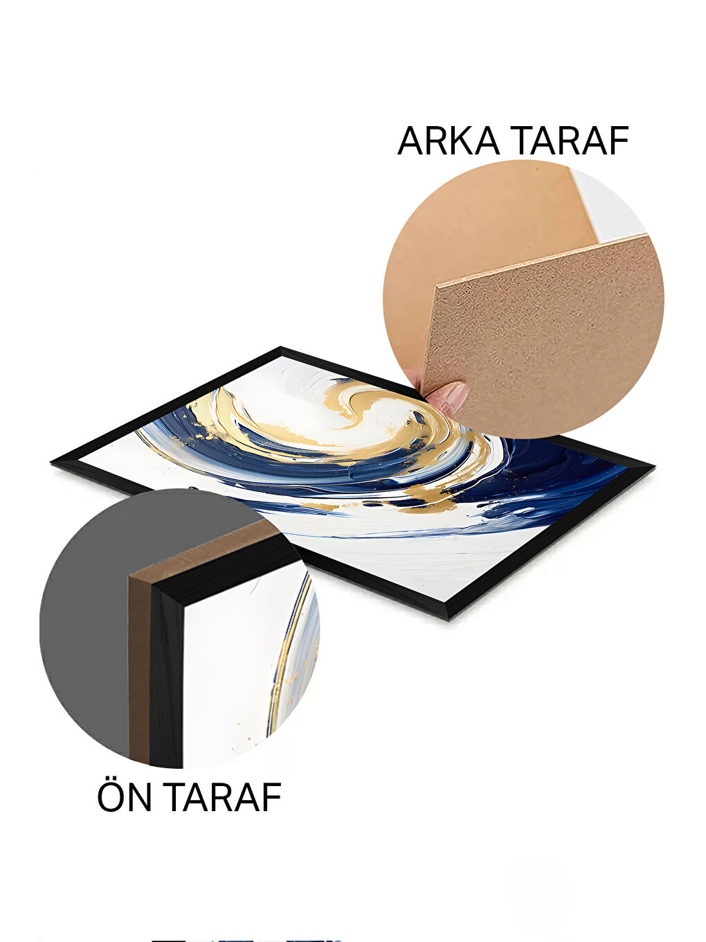 Beyaz 3 Parça Siyah Çerçeve Görünümlü MDF Poster Tablo Seti - Set 22 - ERSY3DSYHSET22-2030-1