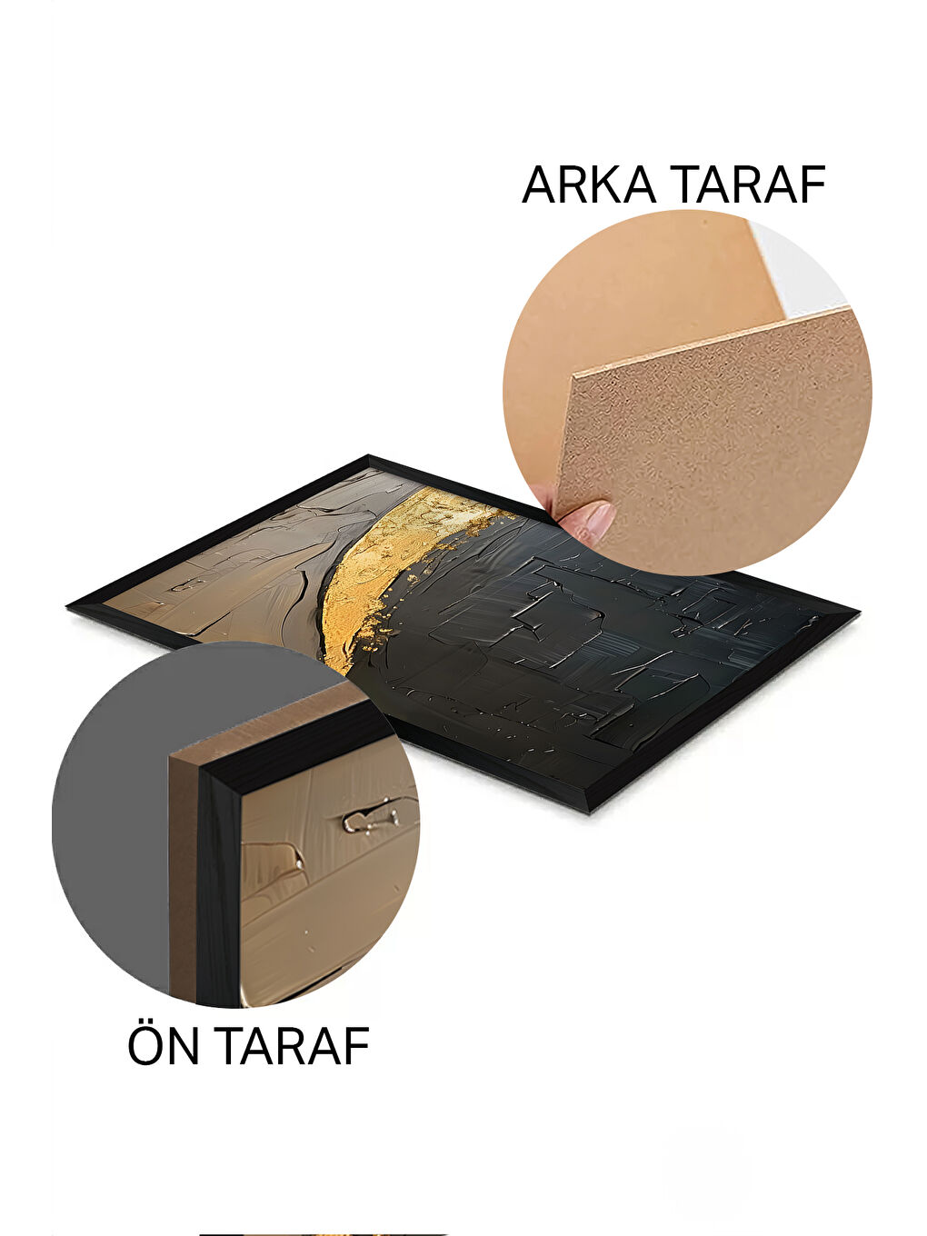 Beyaz 3 Parça Siyah Çerçeve Görünümlü MDF Poster Tablo Seti - Set 2 - ERSY3DSYHSET2-3348-1